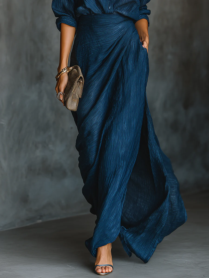 Anaïs | Crinkle Shirt &amp; Wrap Maxi Skirt Set