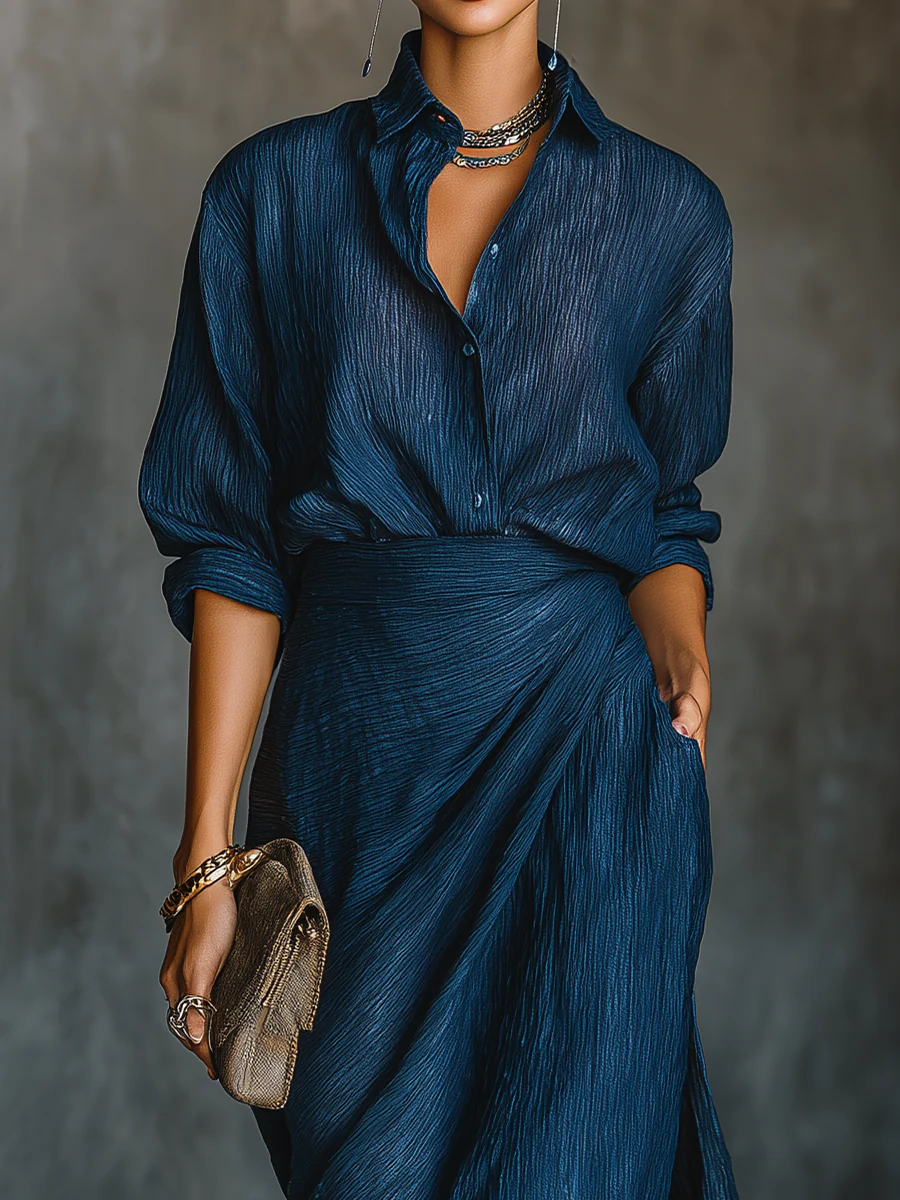 Anaïs | Crinkle Shirt &amp; Wrap Maxi Skirt Set