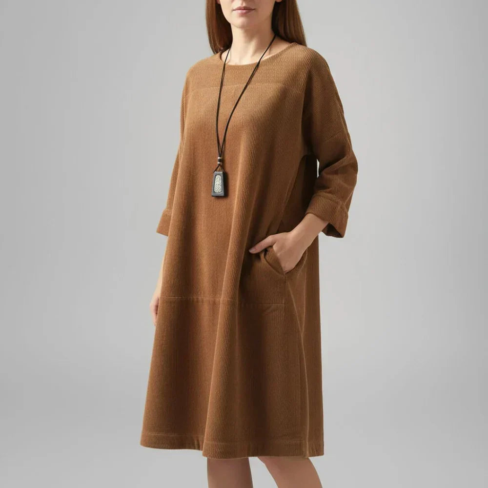 Tansy | Relaxed Corduroy Pocket Midi Dress
