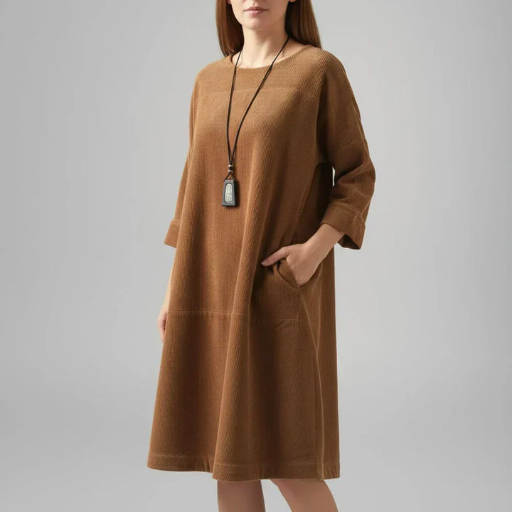 Tansy | Relaxed Corduroy Pocket Midi Dress
