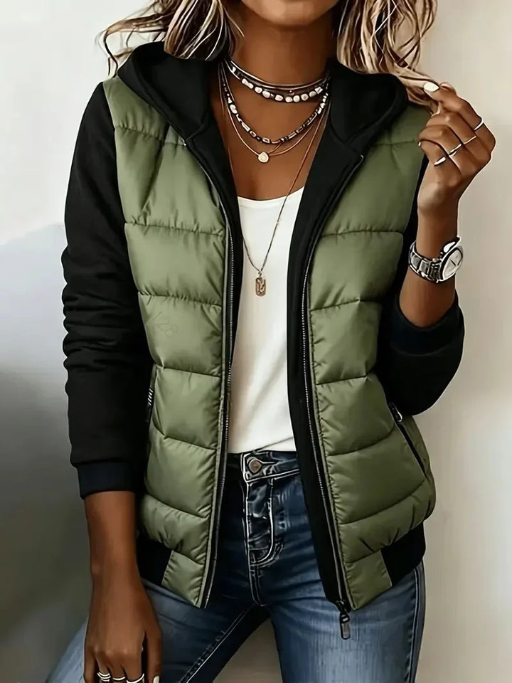 Harlow | Quilted Gilet-Style Hooded Jacket with Jersey Sleeves