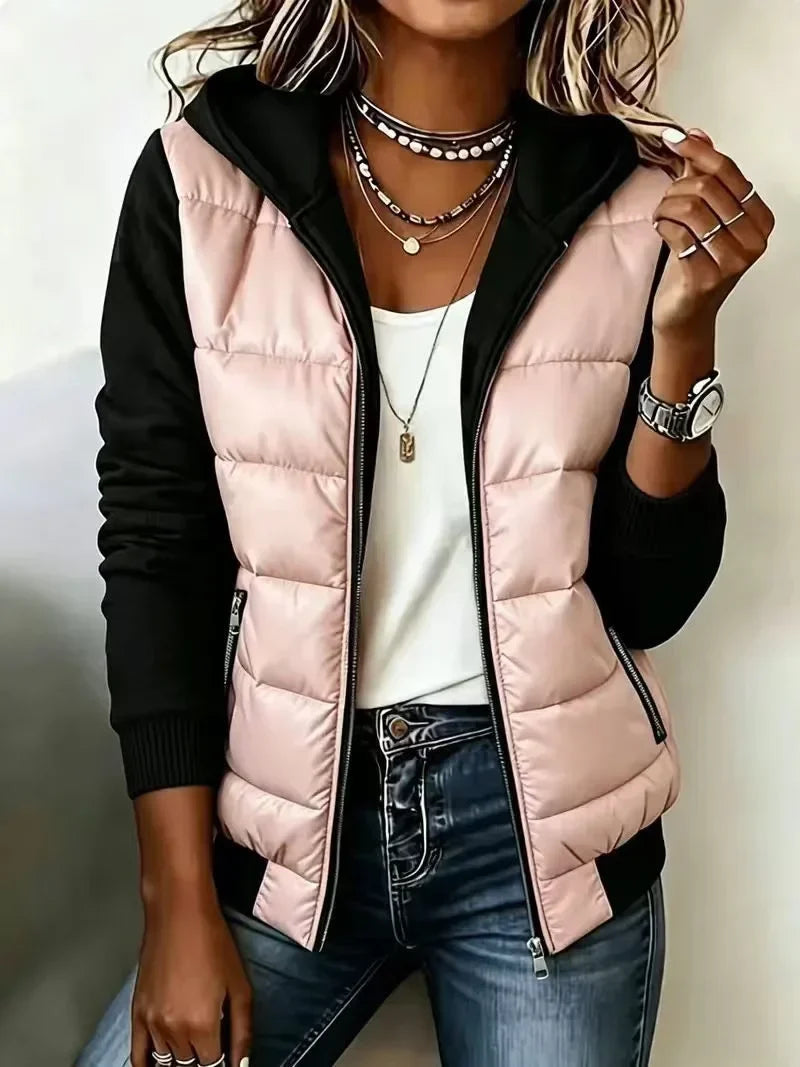 Harlow | Quilted Gilet-Style Hooded Jacket with Jersey Sleeves