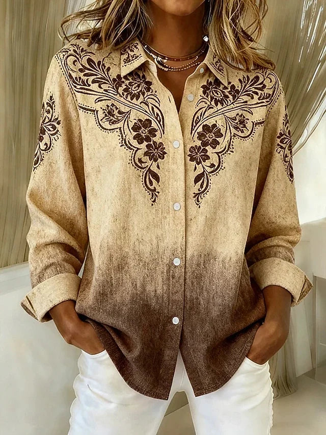 Sedona | Western Floral Print Button-Front Blouse