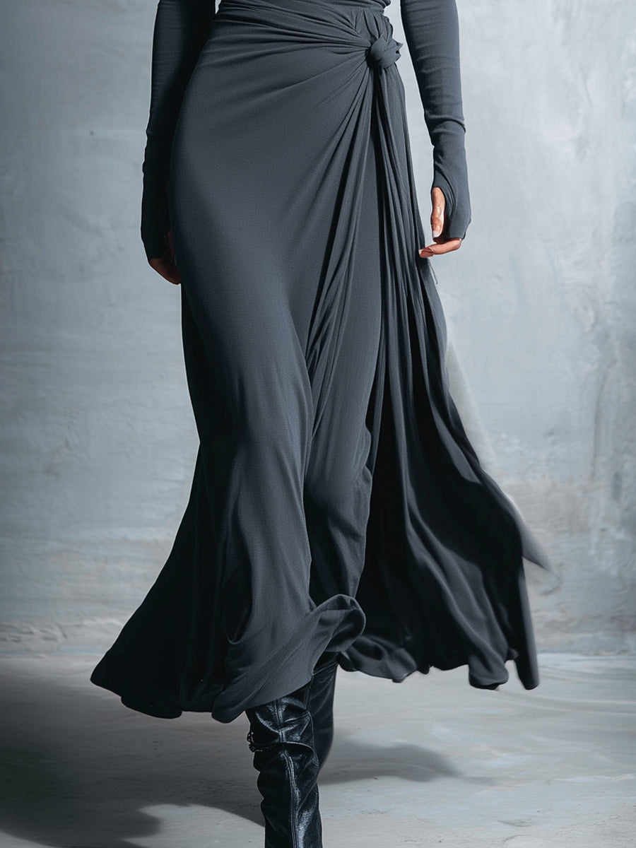 Isaure | Side-Knot Draped Jersey Maxi Dress