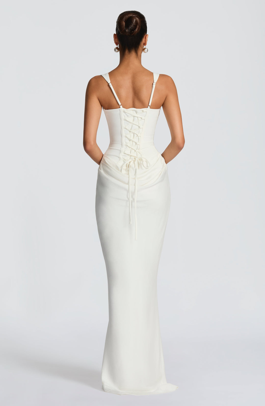 Pecan | Draped-Hip Square-Neck Maxi Dress