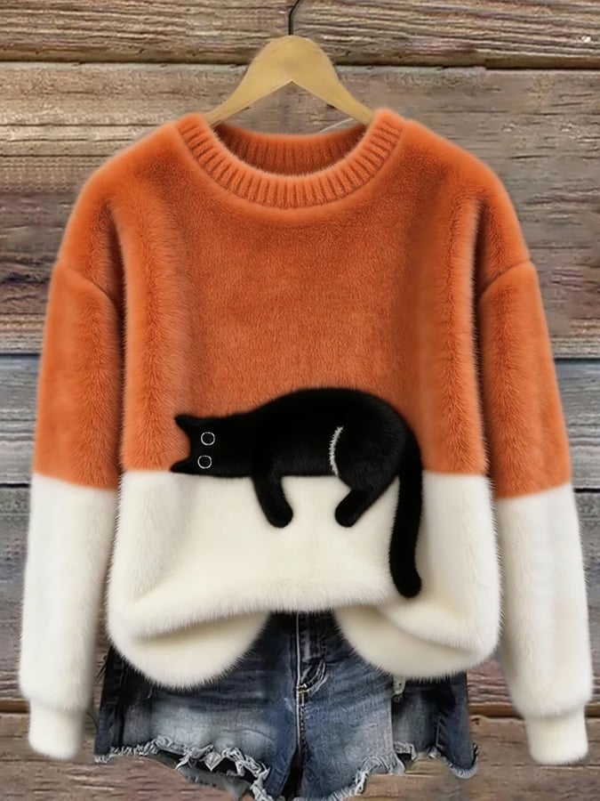 Tabitha | Novelty Cat Print Oversized Sweater