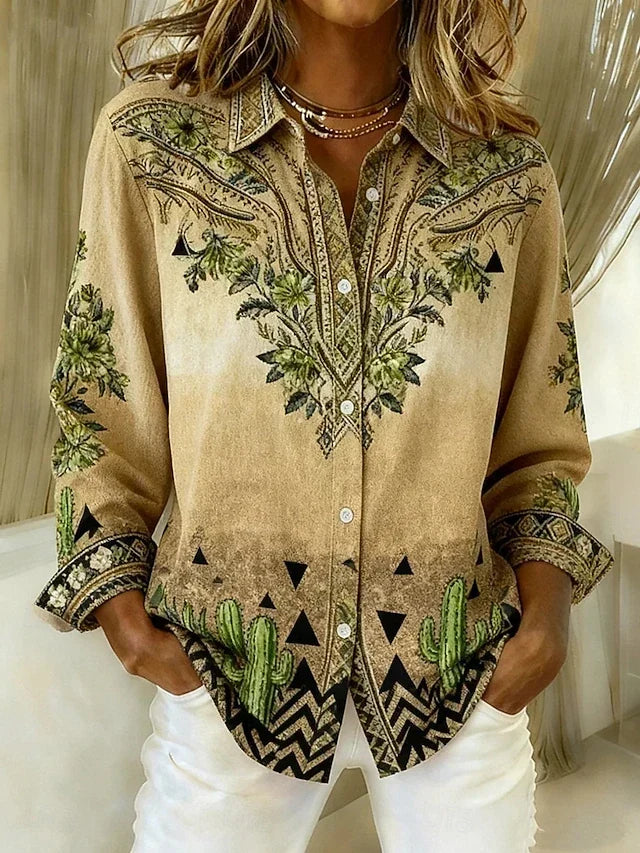 Sedona | Western Floral Print Button-Front Blouse