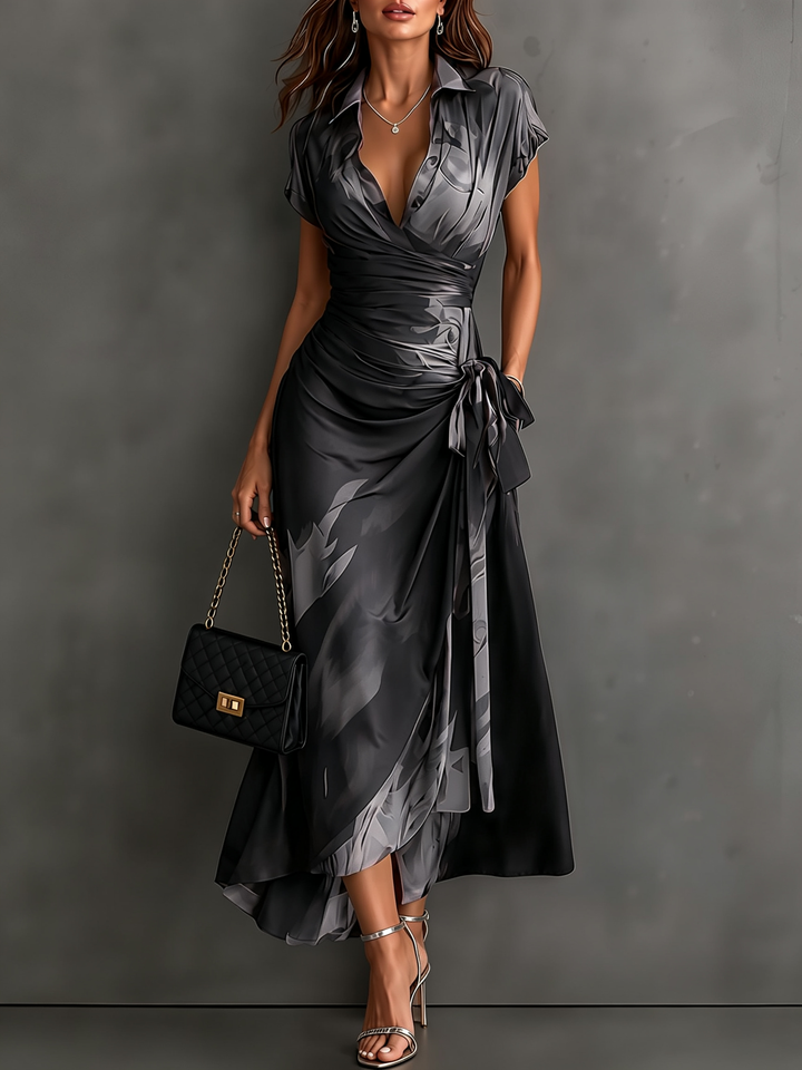 Rosalba | Abstract Print Wrap Maxi Dress