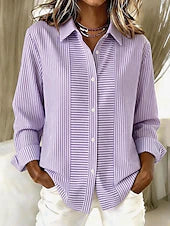 Breezy | Textured Stripe Button-Front Blouse