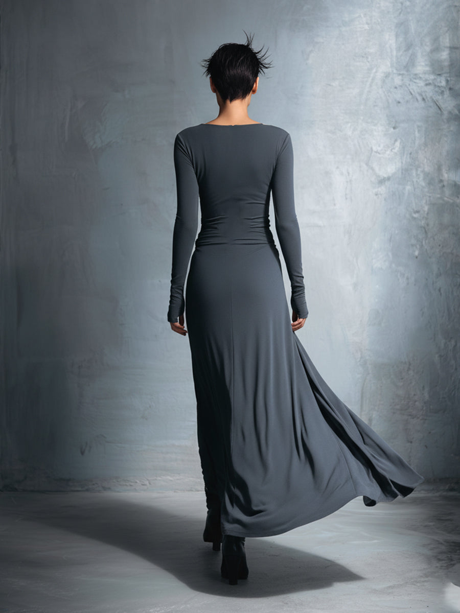 Isaure | Side-Knot Draped Jersey Maxi Dress