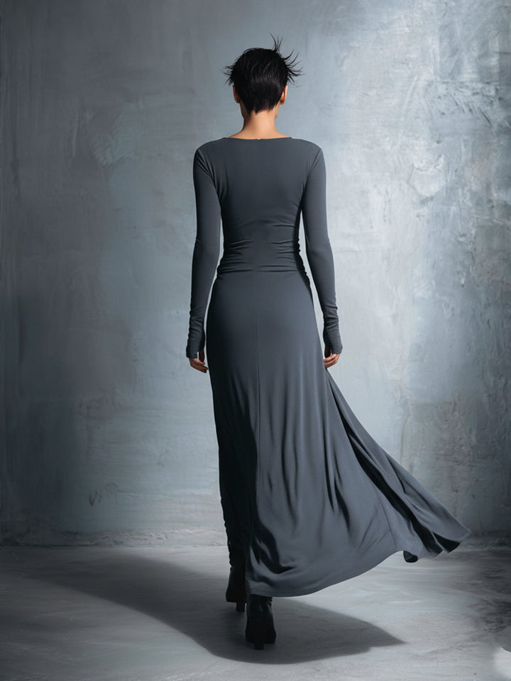 Isaure | Side-Knot Draped Jersey Maxi Dress