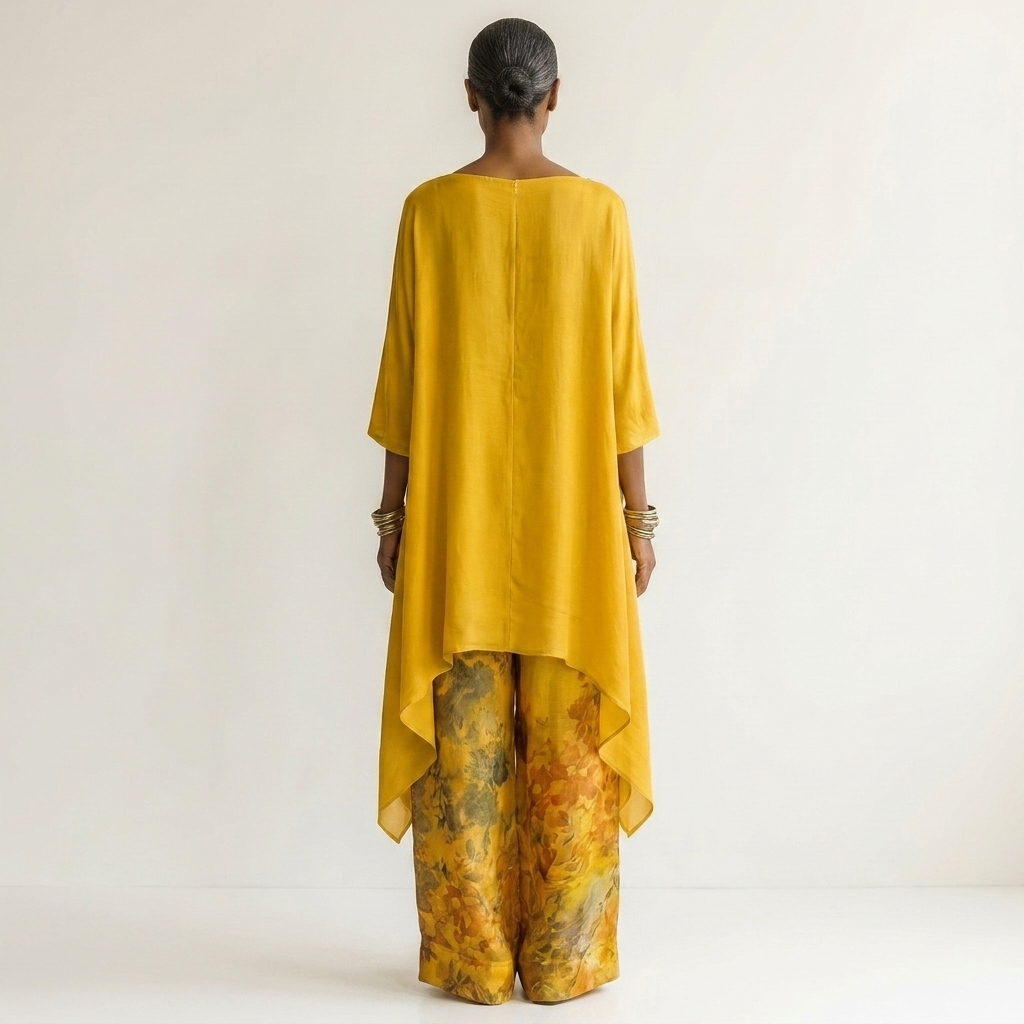 Esmeralda | Cotton-Silk Two-Piece Set with Asymmetric Tunic