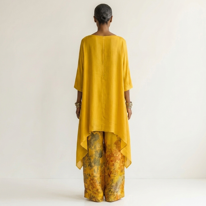 Esmeralda | Cotton-Silk Two-Piece Set with Asymmetric Tunic
