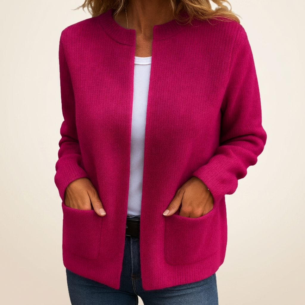 Helen | Soft Ribbed Open-Front Pocket Cardigan