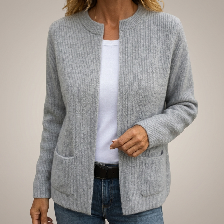 Helen | Soft Ribbed Open-Front Pocket Cardigan