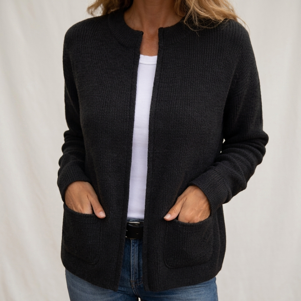 Helen | Soft Ribbed Open-Front Pocket Cardigan