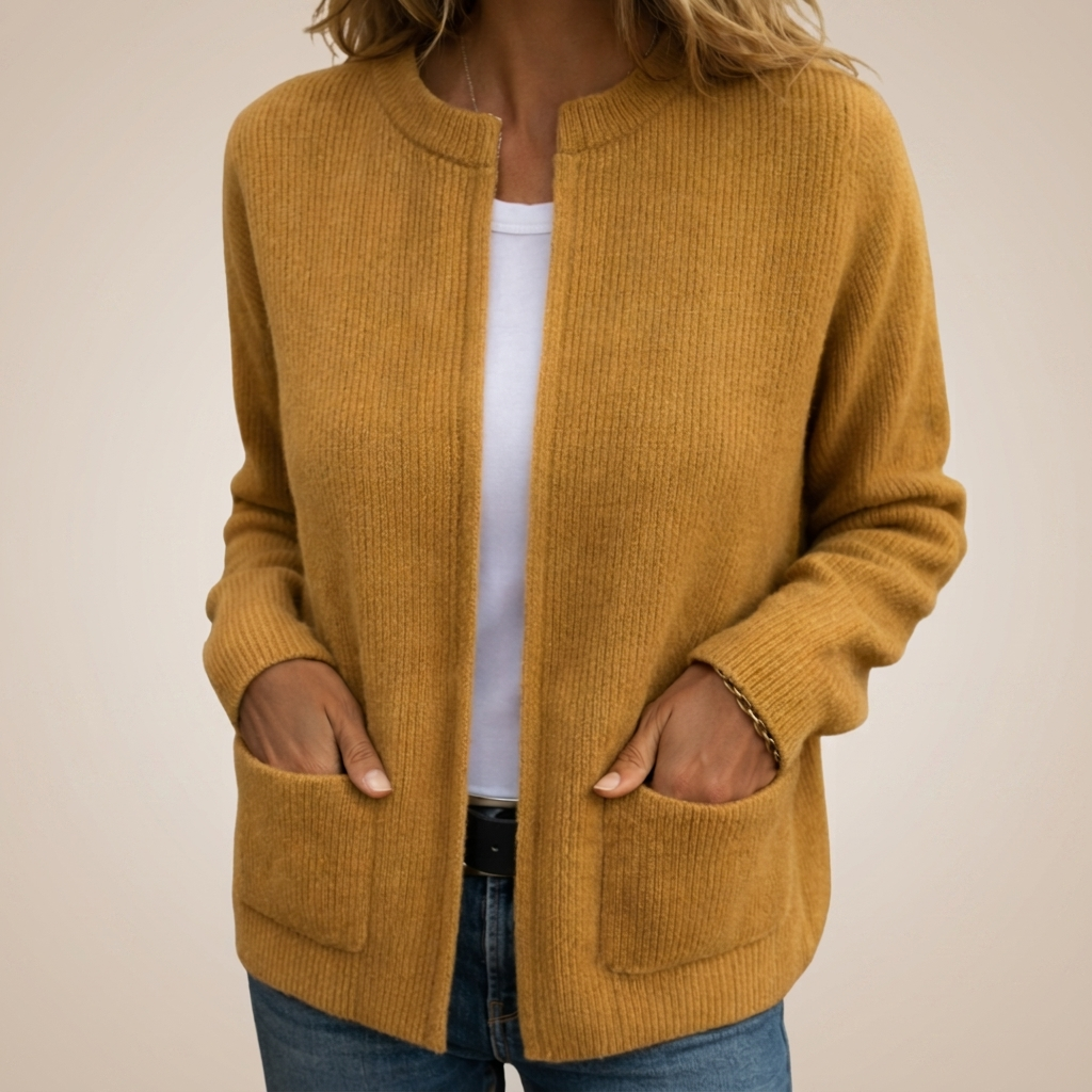 Helen | Soft Ribbed Open-Front Pocket Cardigan