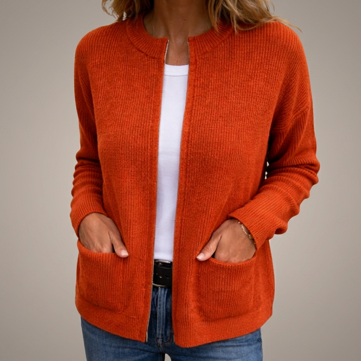 Helen | Soft Ribbed Open-Front Pocket Cardigan