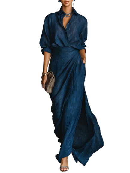 Anaïs | Crinkle Shirt &amp; Wrap Maxi Skirt Set