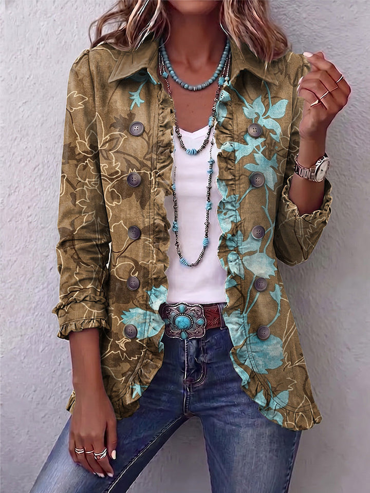 Odette | Antique Floral Ruffle-Edge Jacket