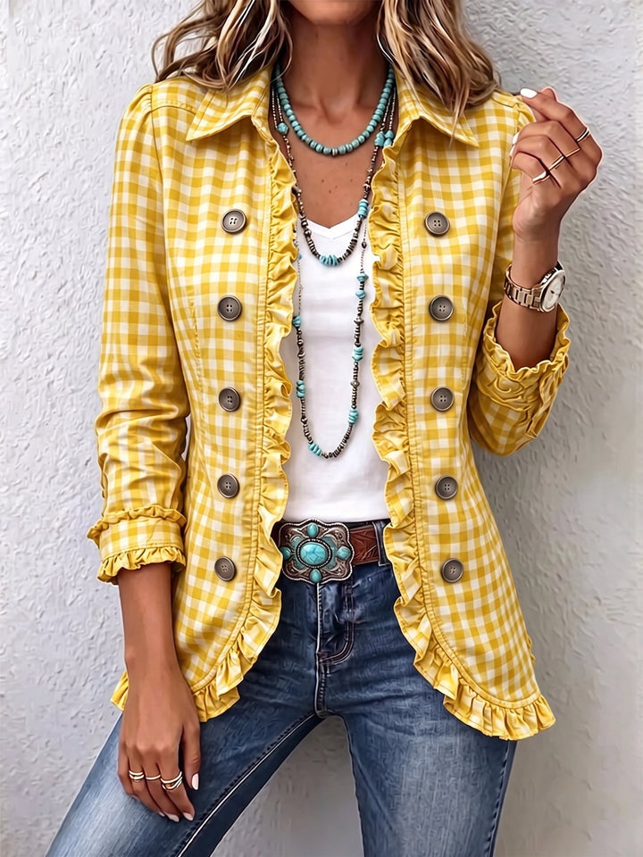 Matilda | Gingham Check Frill-Trim Jacket