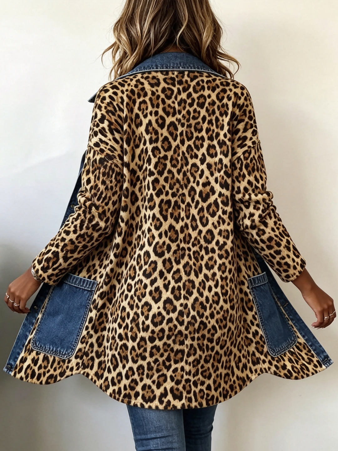 Josephine | Long Leopard Print Denim Jacket