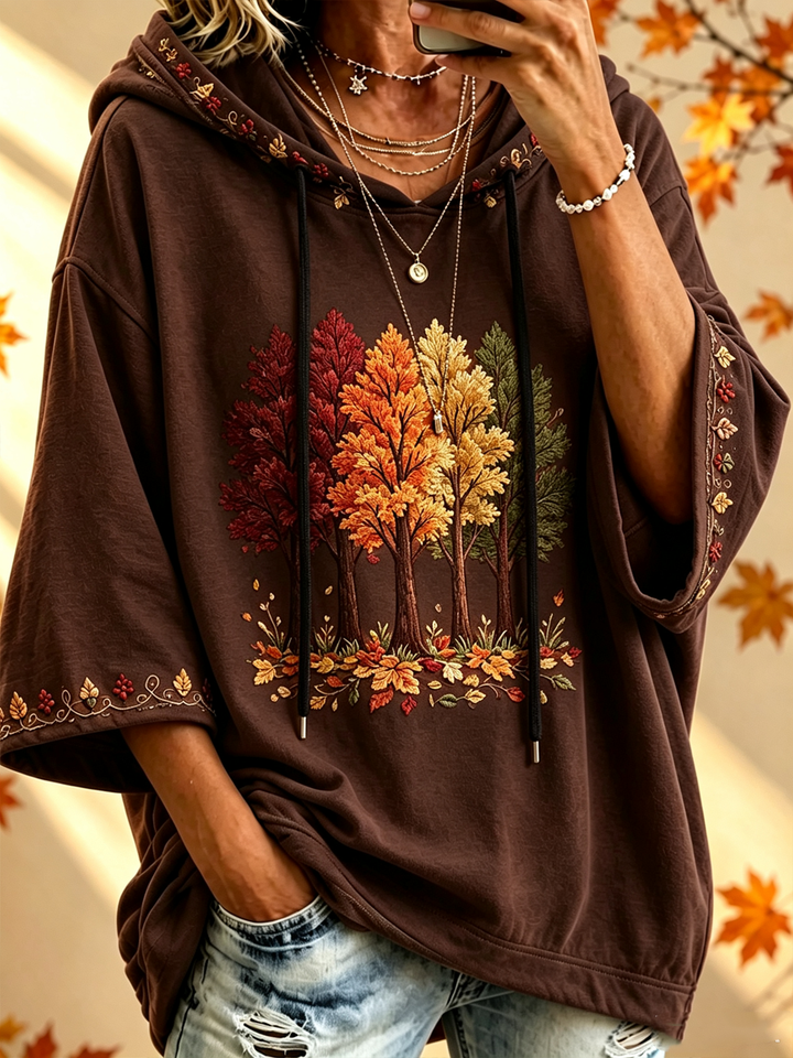 Grove | Autumn Tree Print Oversized Hoodie