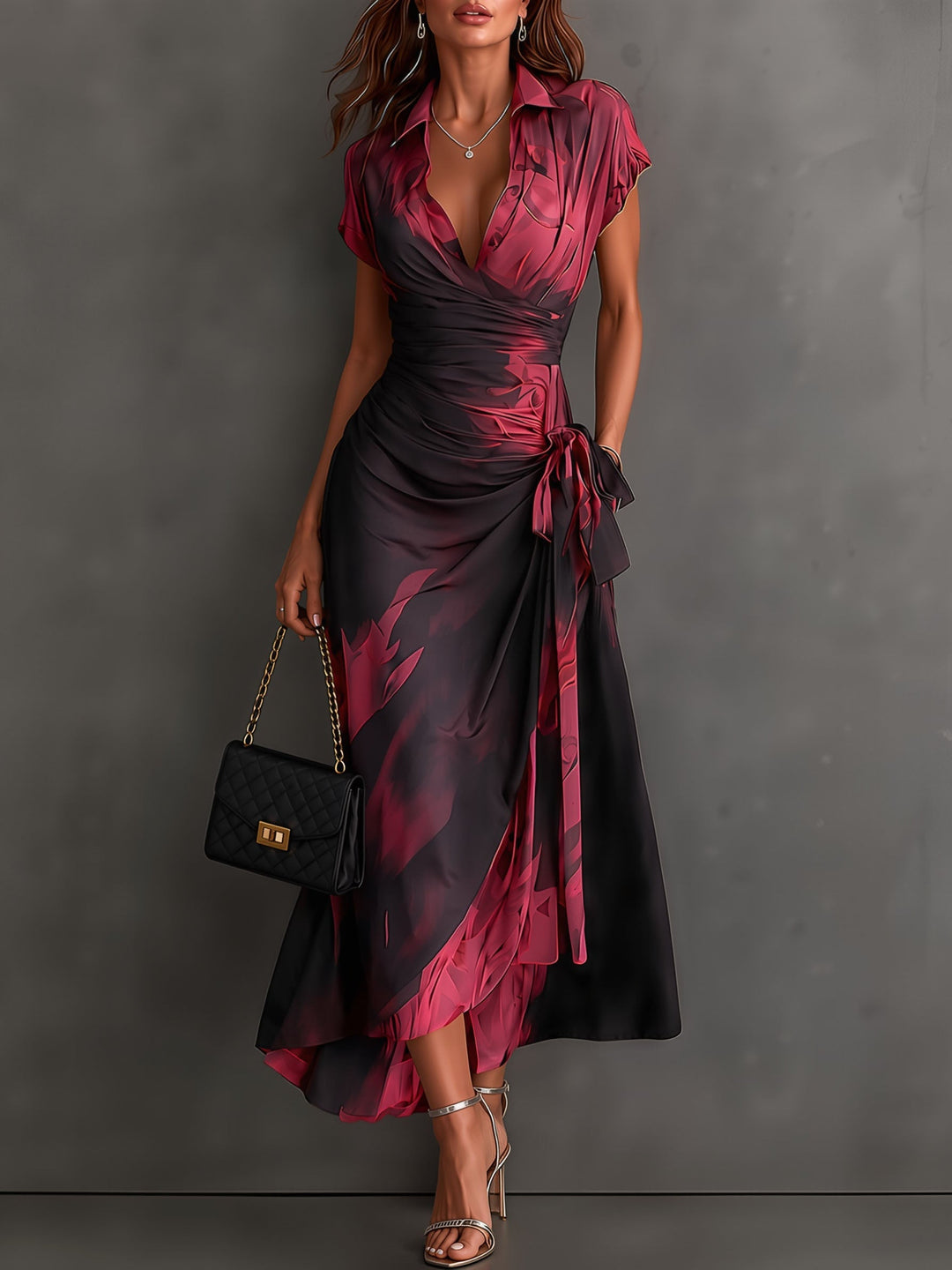 Rosalba | Abstract Print Wrap Maxi Dress