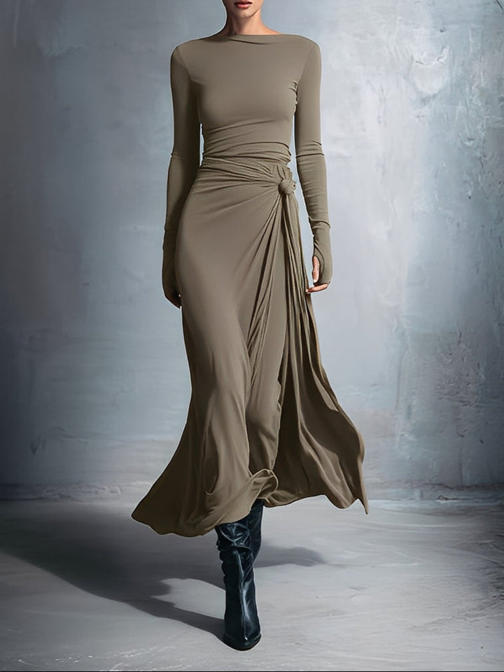 Isaure | Side-Knot Draped Jersey Maxi Dress