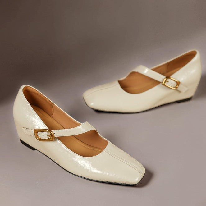 Hattie | Square-Toe Buckle Mary Jane Wedges