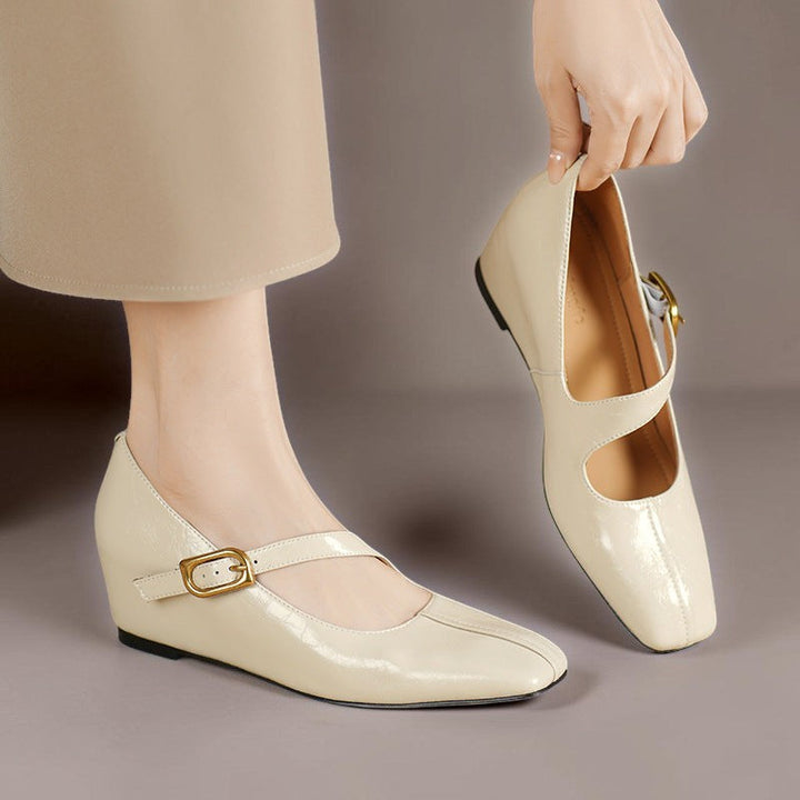 Hattie | Square-Toe Buckle Mary Jane Wedges