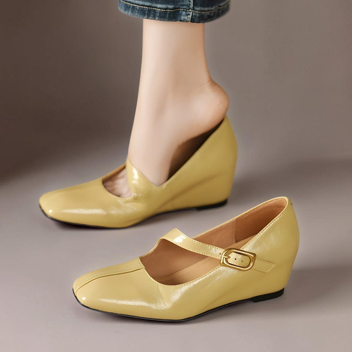 Hattie | Square-Toe Buckle Mary Jane Wedges